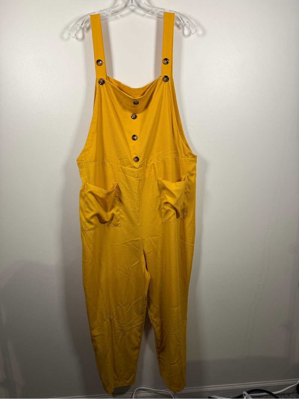 SHEIN Mustard Yellow Button-Front Jumpsuit